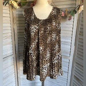 INDIGO ROSE Women’s SZ 2X Leopard Print Sleeveless ScoopNeck Lightweight Blouse